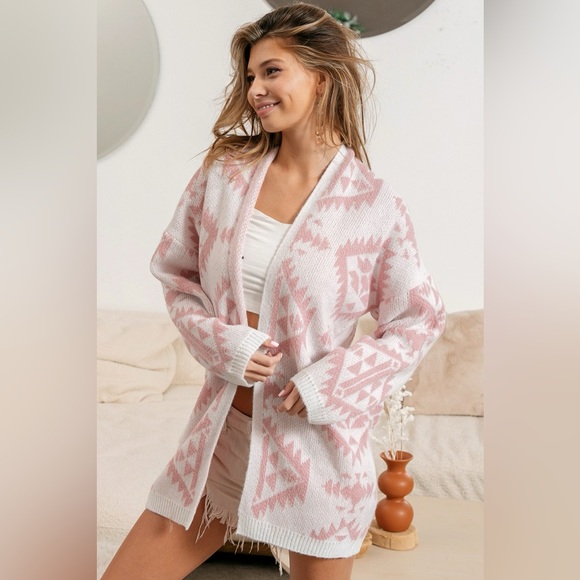 BiBi Aztec Pattern Open Front Cardigan - Picture 4 of 13